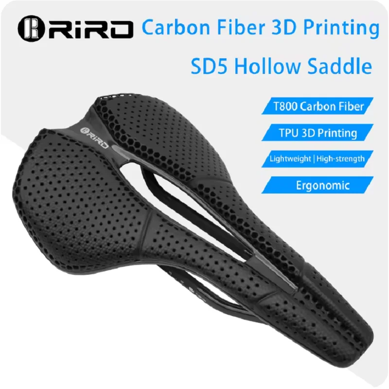 

RIRO Carbon Fiber Bicycle Saddle Ultralight 3D Printing/EVA Filling Hollow Breathable Cushion MTB Gravel Road bike Cycling Seat