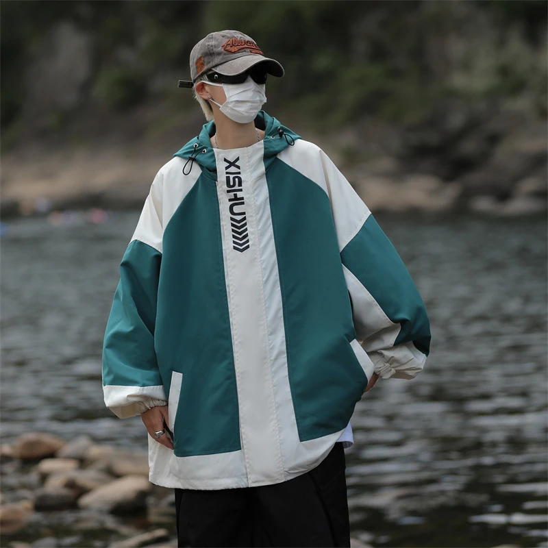 

Мужская демисезонная куртка для активного отдыха, ветрозащитная, водонепроницаемая, для альпинизма, оверсайз, с капюшоном, модная, городская, с длинными рукавами, на молнии