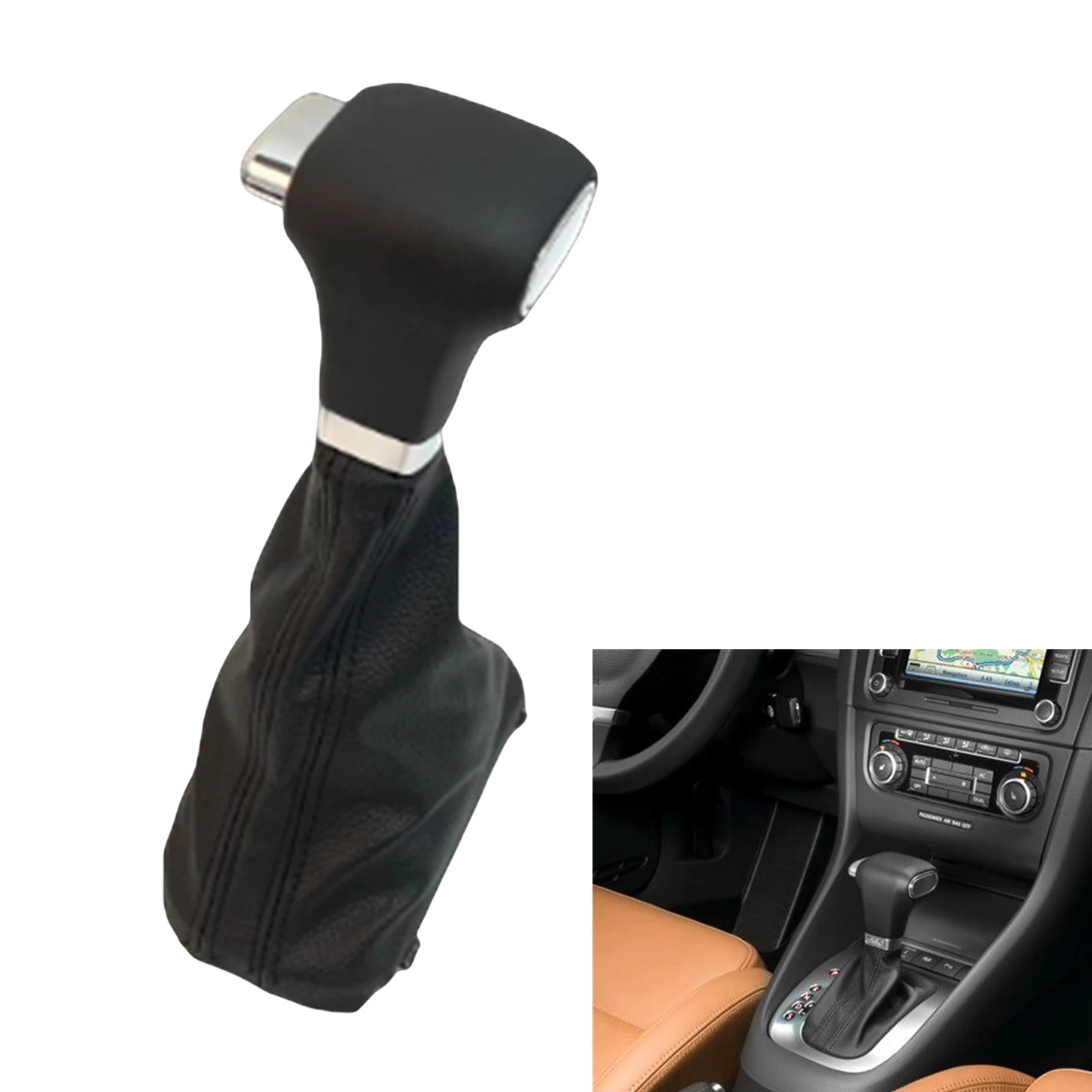 

For Volkswagen VW Golf 6 2008-2011 6-Speed Automatic Transmission Gear Shift Knob W/ Leather Cuff Auto Gearing Shifter Gearshift