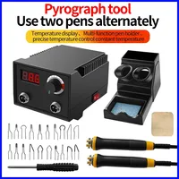 Pyrography Machine 100W Multifunctional Digital Display Electric Gourd Wooden Pyrography Machine with 20pcs Heating Pen Heads