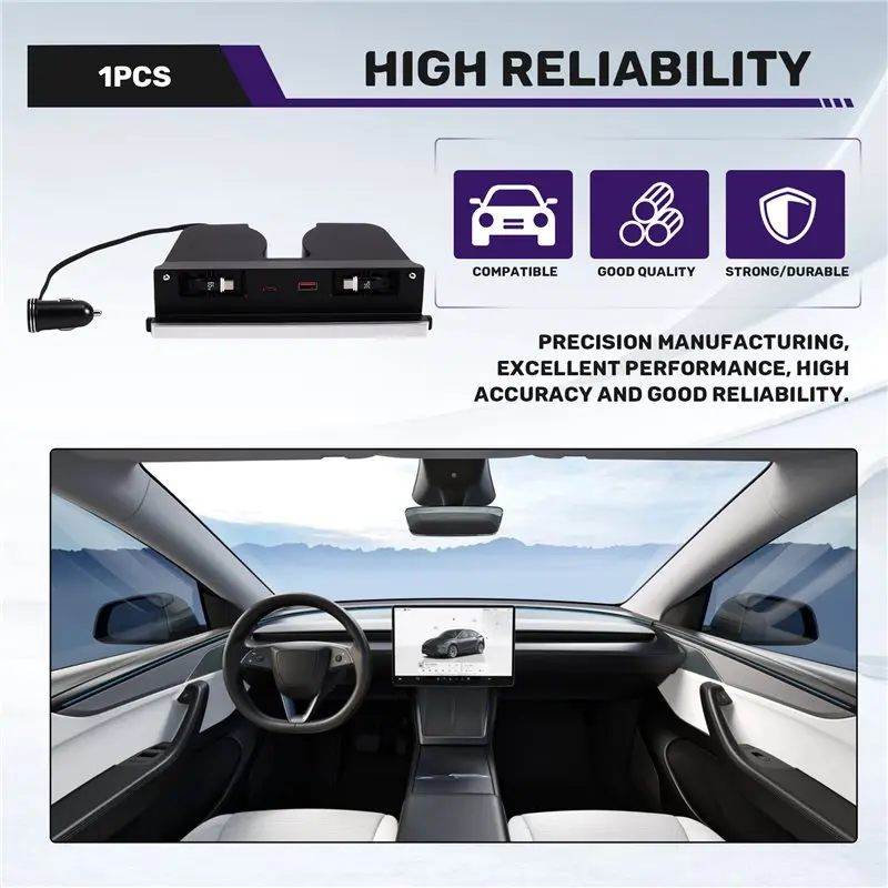 AU28-Quick Charger Expansion Dock 65W For Tesla Model 3 Y YL Highland Juniper USB Shunt Hub Intelligent Docking Station