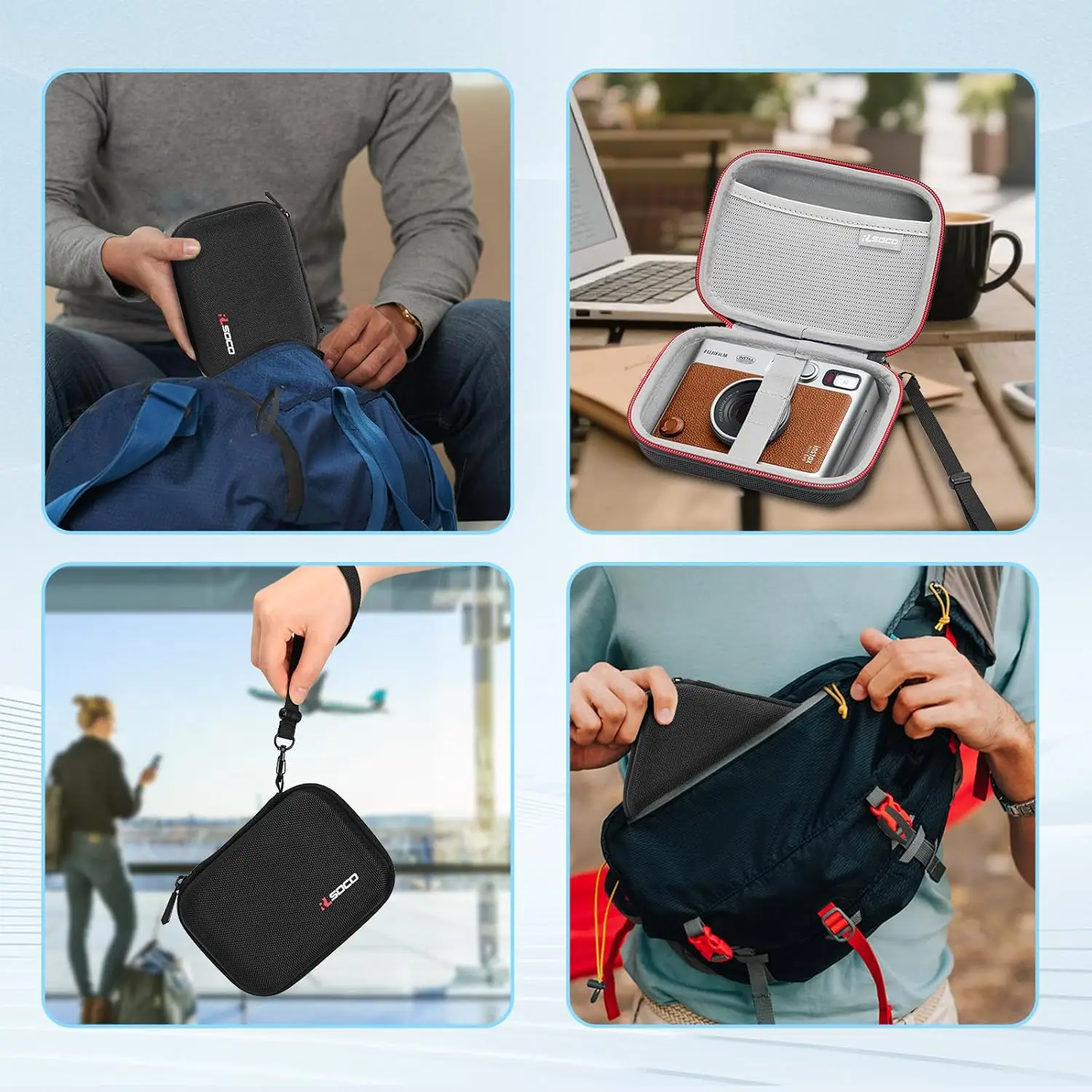 

Portable Hard Case for Fujifilm Instax Mini EVO/EVO 2-in-1 Camera Ultra Compact Travel Protective Pouch with Detachable Keychain