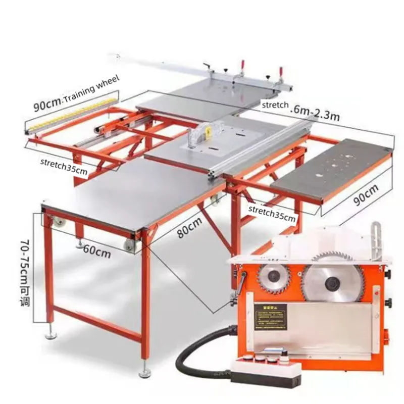 

Stainless Steel Push Table Saw Dust-free Female Saw Double Invisible Guide Rail Folding Push And Pull Woodworking