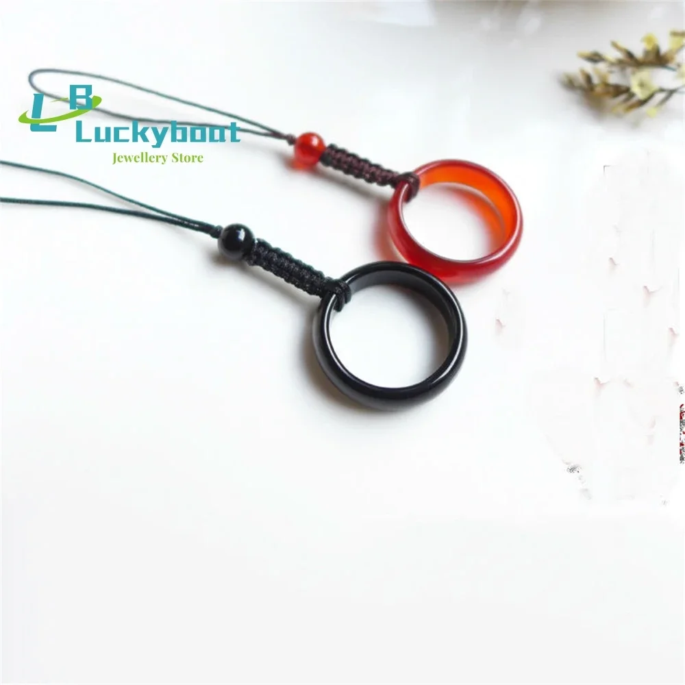 اليشم العقيق العقيق سلسلة الهاتف المحمول الهاتف المحمول حبل مفتاح سلسلة أحمر أسود أخضر أبيض متعدد الألوان