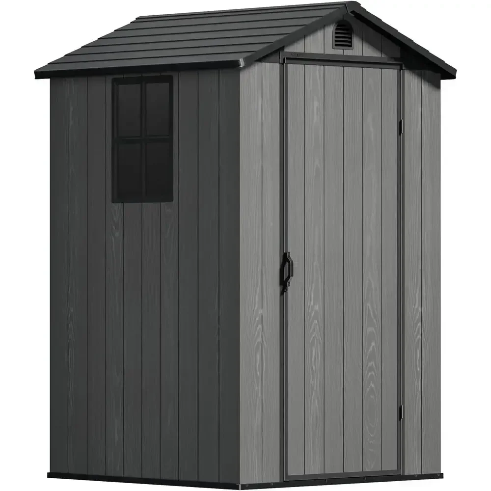 4x4 T Outdoor Shed, Compact & Secure Plastic Resin Storage with Lockable Door, eatures Built-in loor & Window or All-Weather Gar
