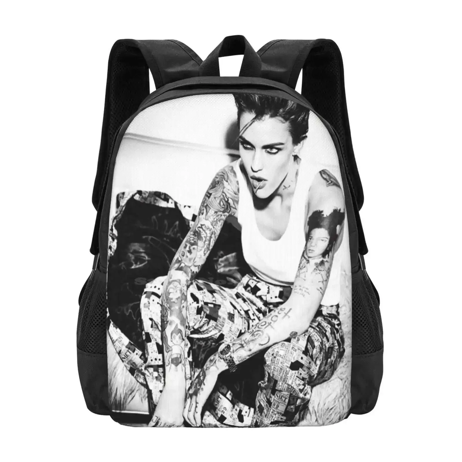 

Ruby Rose Black & White Hot Sale Schoolbag Backpack Fashion Bags Australian Aussie Lgbtq Model Ruby Rose Lesbian Gay Dj Actress