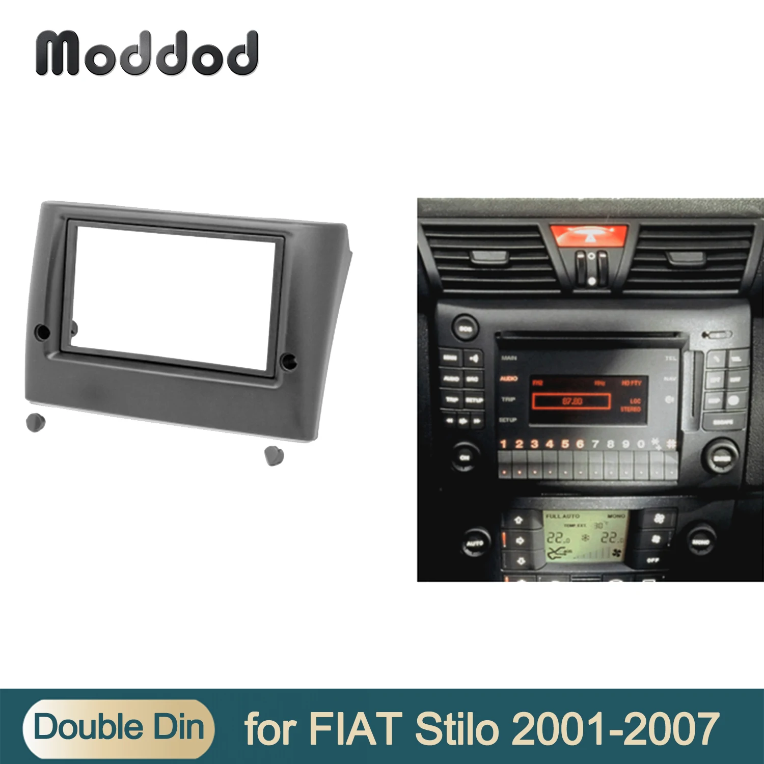 Double Din Fascia For FIAT Stilo 2001-2007 Radio CD DVD Stereo Panel Dash Mount Installation Trim Kit Frame Plate Bezel