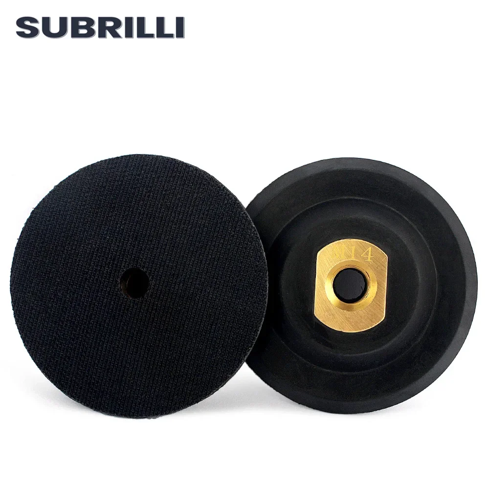 SUBRILLI 3/4/5/6/7 Inch Rubber Backer Diamond Pad Backing Holder Hook And Loop Rubber Backing Plate M14 5/8-11 Thread 100/125mm