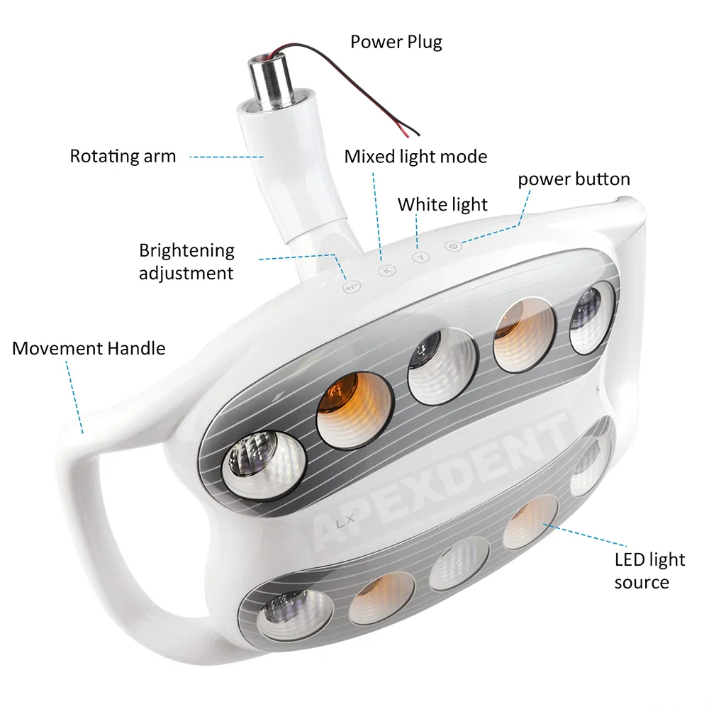 10LED Dental Oral Lamp Adjustable Yellow/White Operating Induction Light For Dentist Chair Unit Dentistry Surgical Instrument