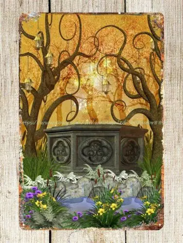 enchanted garden fantasy garden metal tin sign decorative wall decor