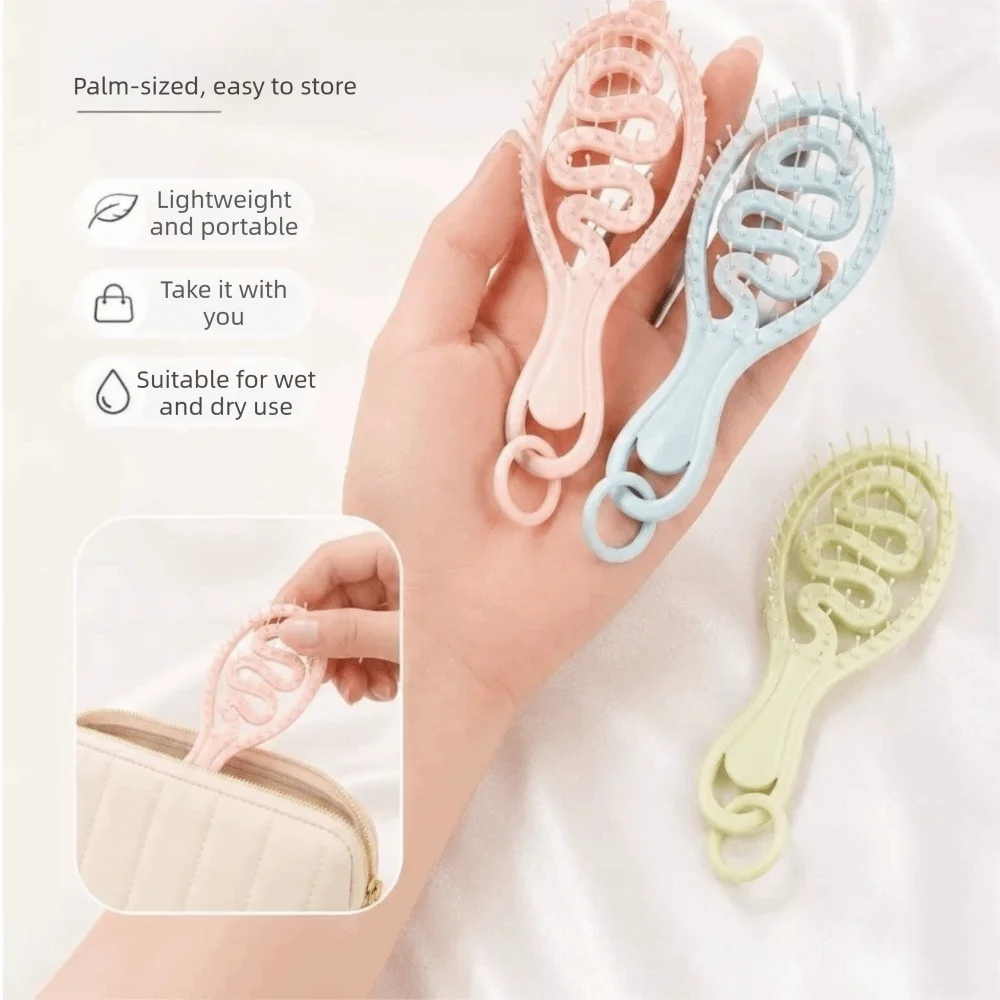 Creative Hollow Out Hair Comb Keychain Detangling Scalp Massage Pocket Comb Portable Mini Comb Women
