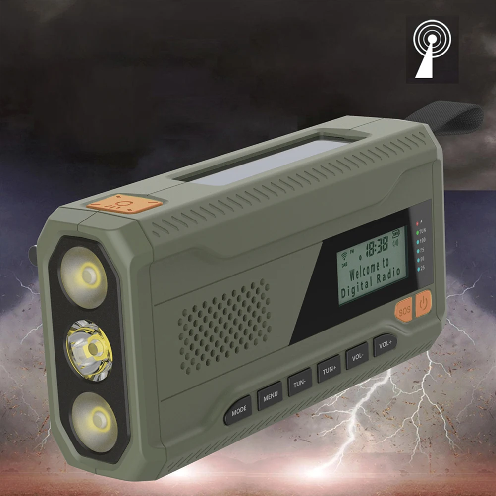 Emergency Radio with Flashlight and Bluetooth Speaker Solar Powered Rechargeable for Camping and Survival