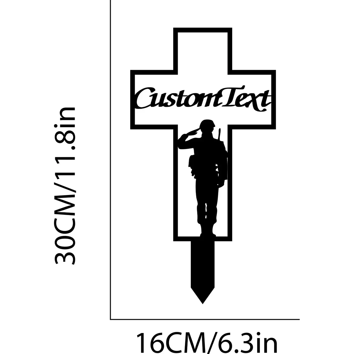 Custom Personalized Metal Cross Memorial Stake - A Special Tribute for Remembering Loved Veterans at Gravesites.