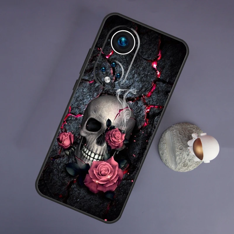 Gothic Fashion Skull For Huawei Honor Magic 5 Lite 70 50 X8 X9 a P20 P30 P40 P50 P60 Pro P Smart Nova 9 5T Case