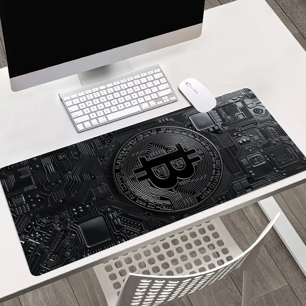 Golden Bitcoin Mousepad Non-slip Desk Pad Extended Computer Mouse Mat for PC Gamer Work Table Decor Pc Accessories Desk Mat