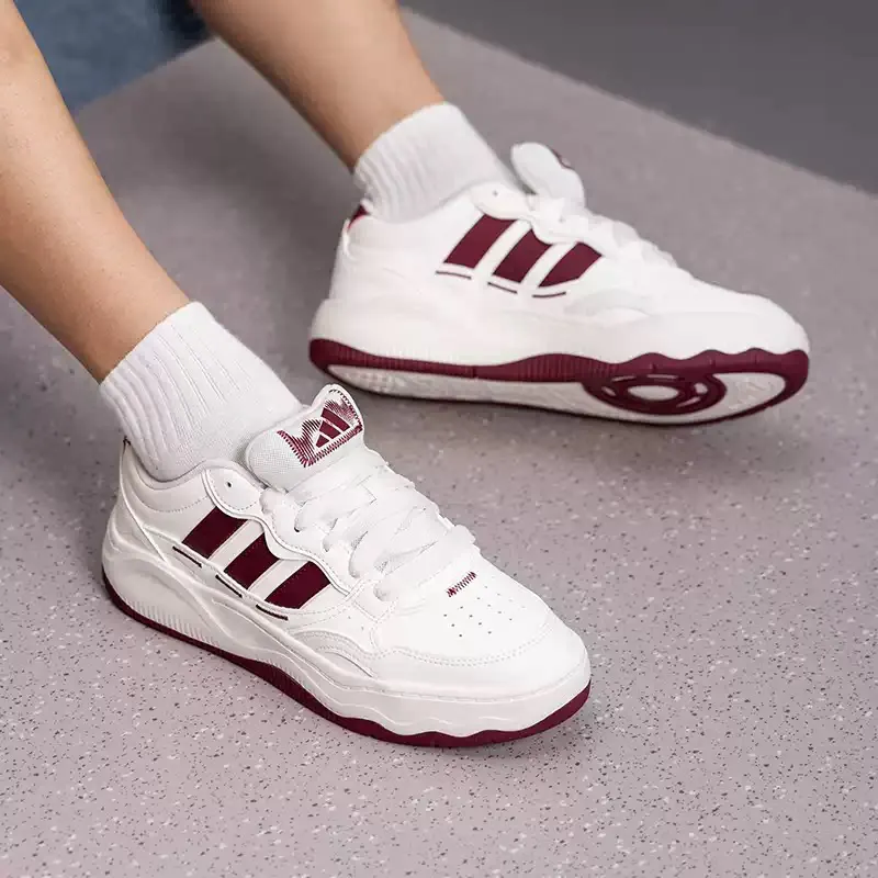 Adidas KZ6682 Low Top Platform Skate Shoes Synthetic Leather Three Stripes Rubber Outsole Casual Fashion Sneakers White Burgundy