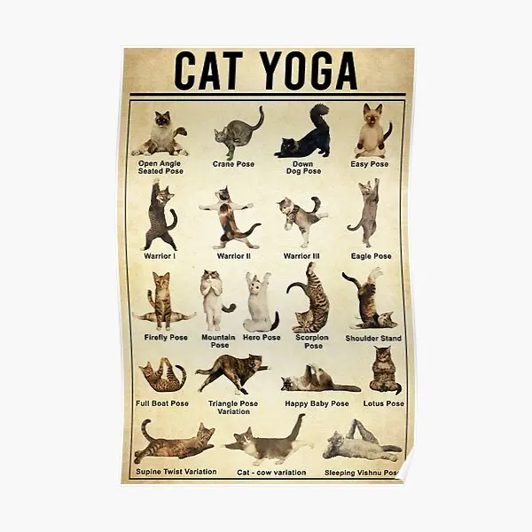 Yoga Cat Wall Art Cat Yoga Pose  Poster Decor Modern Picture Decoration Painting Art Vintage Home Room Wall Funny Mural No Frame