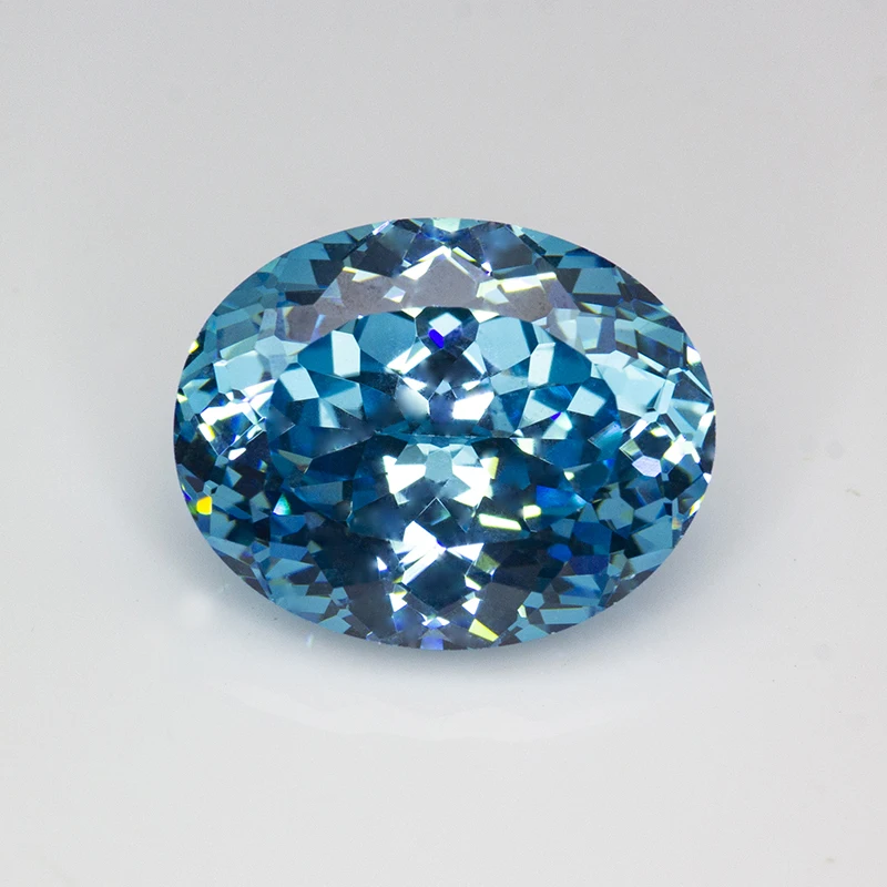 New Aquamarine Oval 100 Faceted Cut Cubic Zirconia Lab Zircon CZ 4K Cutting 5A+ Quality for Jewelry Making