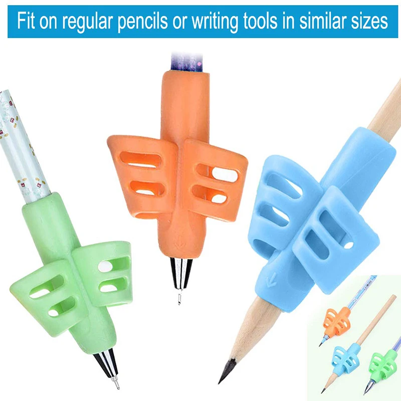 

3Pcs Children's Writing Pencil Pot Holder Children Learn To Practice Silicone Pen Assisted Grip Posture Orthosis Students