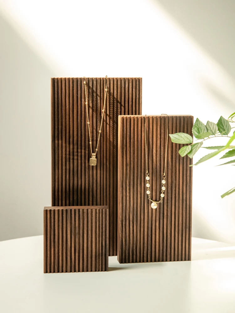 Walnut Earring Display Stand Solid Wood Vertical Texture Photography Props Decoration Display Background Plate