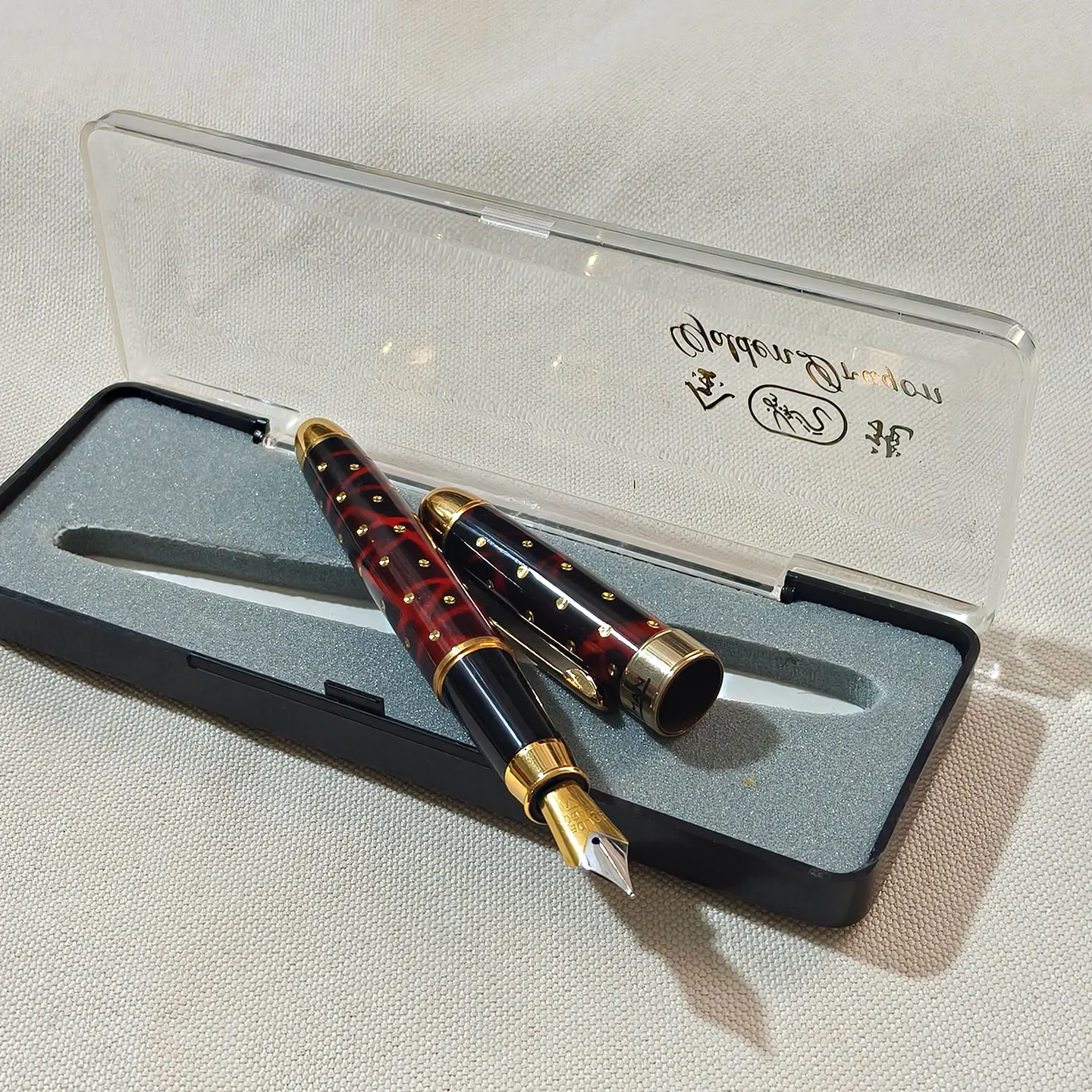 

Chinese Dandong JINLONG Fountain Pens, Metal Copper Body, Full of Stars 1990s Style, Antique Writing Tool, Collectible