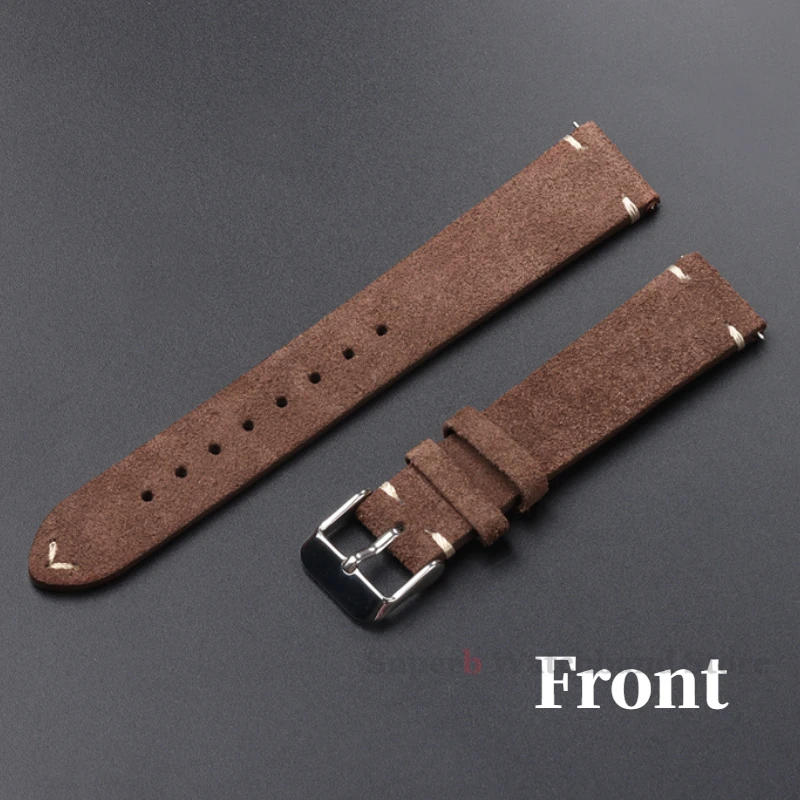 Vintage Suede Watch Straps 18mm 20mm 22mm Quick Release WatchBand Brown 14mm 16mm Calfskin Bracelet Women&Men Accessories