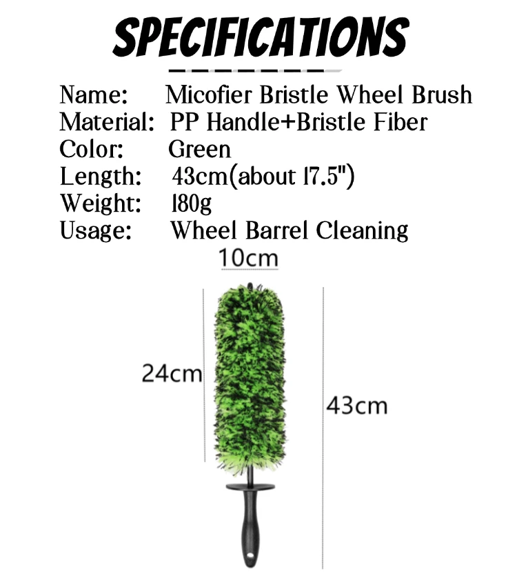 Lucullan 18" Mikrofaser-Borsten-Mischung Felgenbürsten Dichte Spritzwassergeschützte Biegbare Auto-Felgen-Detailreinigungsbürste – Detail 3