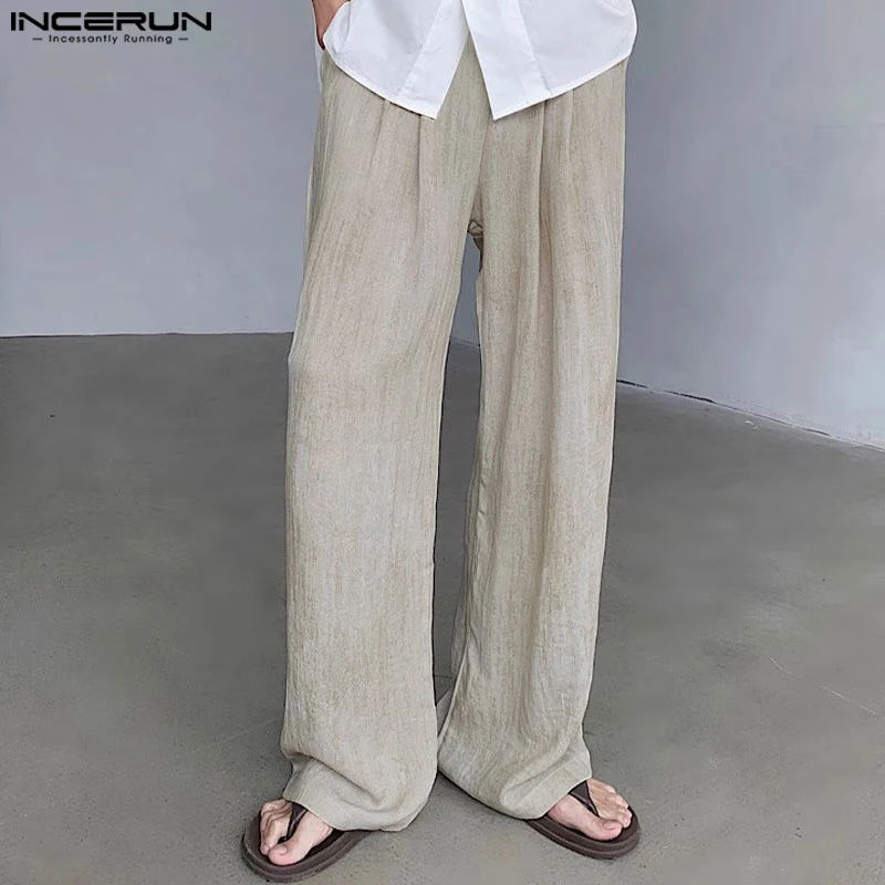 INCERUN-pantalones holgados de estilo coreano para hombre, ropa de calle informal, Color mezclado, S-5XL, 2024