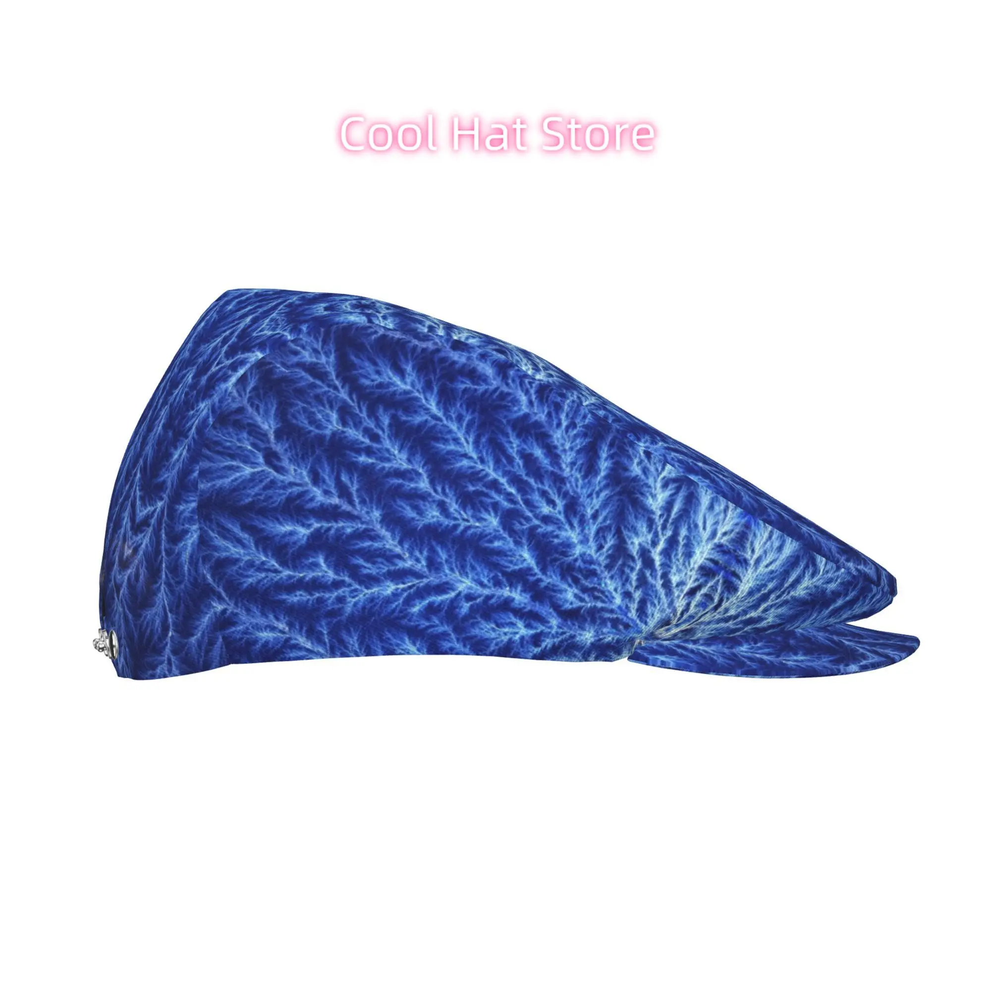 Blue Electric Branching Fractal Men And Women Flat-Top Cap, Adjustable Beret, Newsboy Cap, Ivy Caps, Taxi Driver Caps,