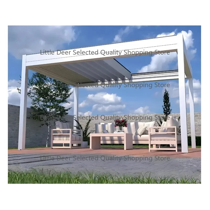 2025 Fully Automatic Outdoor Gazebo Control Aluminum Retractable Modern Awning Pergola Folding Roof Sliding Roof Pergola