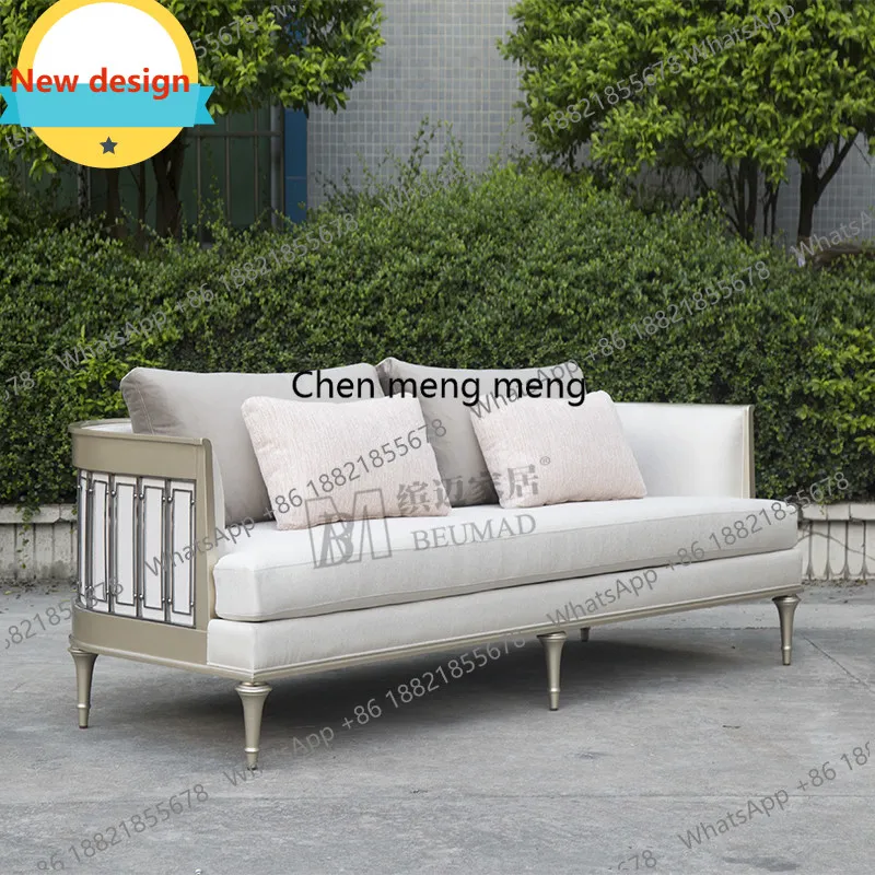 

Изысканный современный американский диван в стиле лёгкой роскоши, с простым дизайном, из массива дерева и ткани, для гостиной, на 3 места.