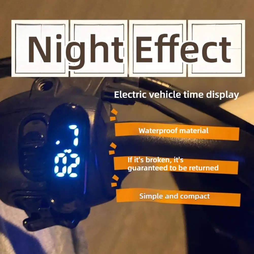 Motorcycle Electric Vehicle Onboard Time Display For Motorcycle Electric Scooter Waterproof Luminous Digital LED Portable Clock