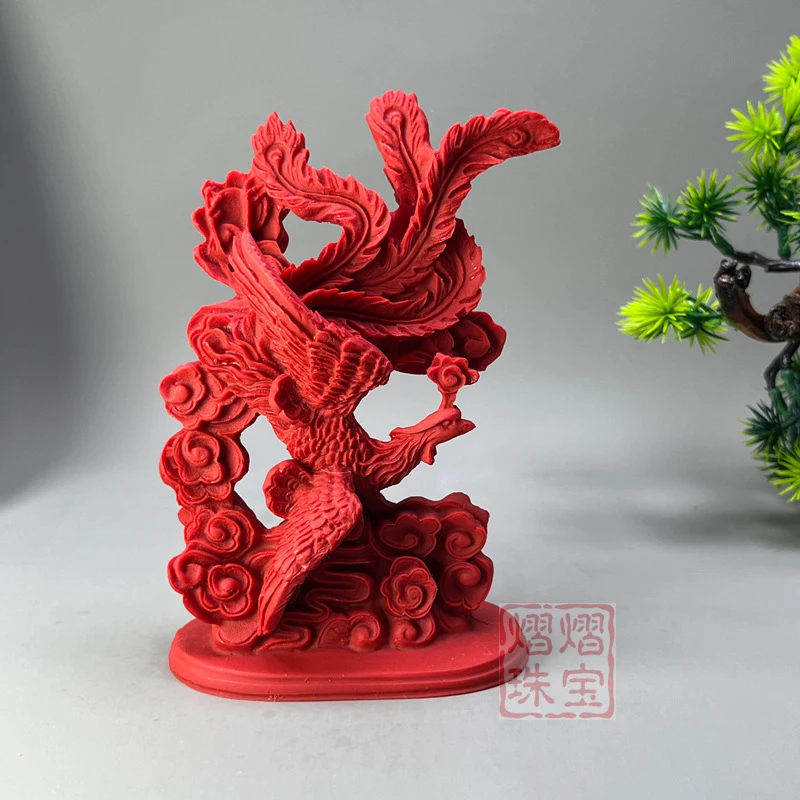 Fire Phoenix Decorative Craft Vermilion Bird Mascot Ornament for House Corner Deficiency Home Resin Cinnabar Feng Shui Decoratio