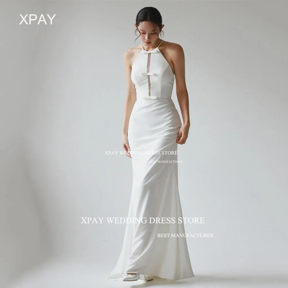 

XPAY Halter O Neck Korea Wedding Dresses Cut Out 웨딩드레스 Bow Wedding Party Photos Shoot Backless Custom Made Bridal Dress 2025