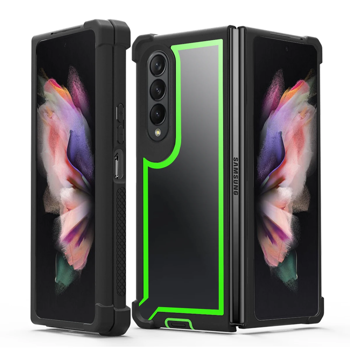 밀리터리 등급 에어백 보호 디펜더 커버, 갤럭시 Z 폴드 6, Z 폴드 5, Z 폴드 4, Z 폴드 3, 충격 방지 헤비 듀티 아머 케이스