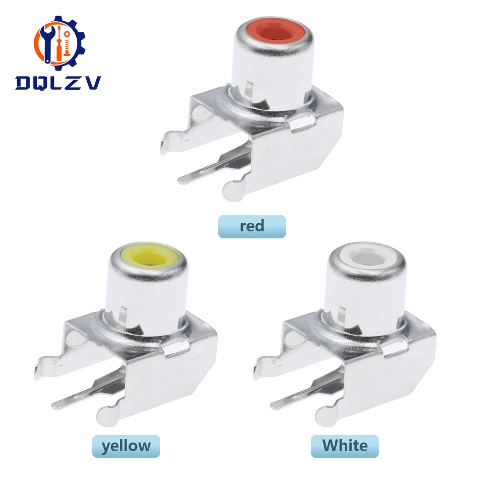 Lotus Seat AV Socket 4Pin RCA Single-hole PCB Soldering Audio Video Female Connector Nickel-plated