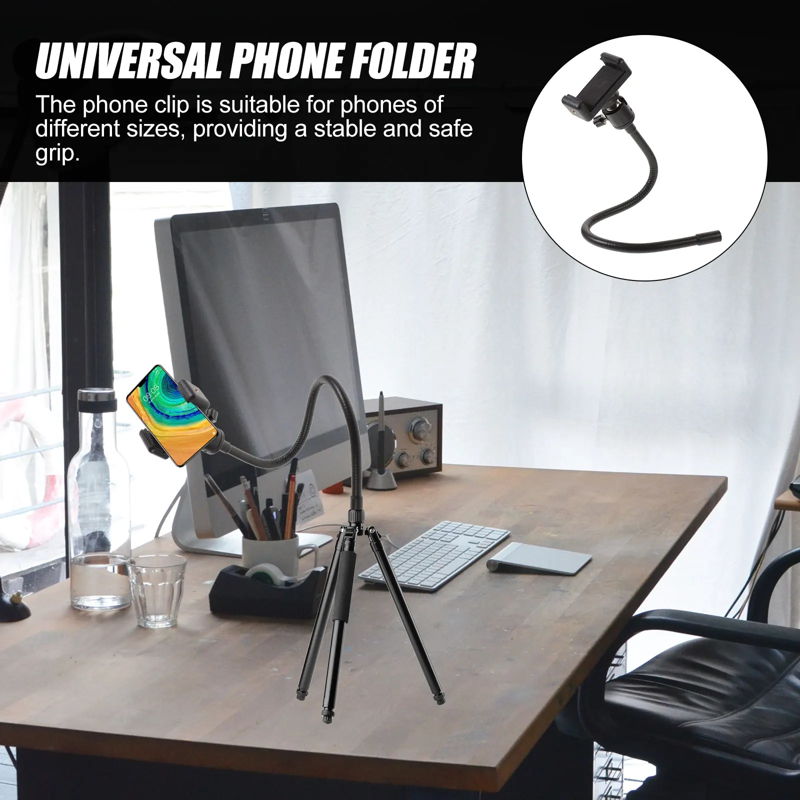 

1 Set 40cm Flexible Hose Phone Tripod Adapter with Universal Clamp for Outdoor Shooting