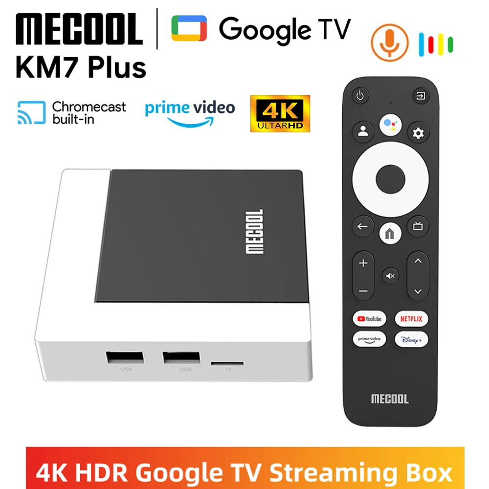 

MECOOL KM7 Plus Smart TV Box Android 11 Google Certified Netflix 4K HDR10 2.4G/5G WIFI TVBOX S905Y4 Media Player Set Top Box
