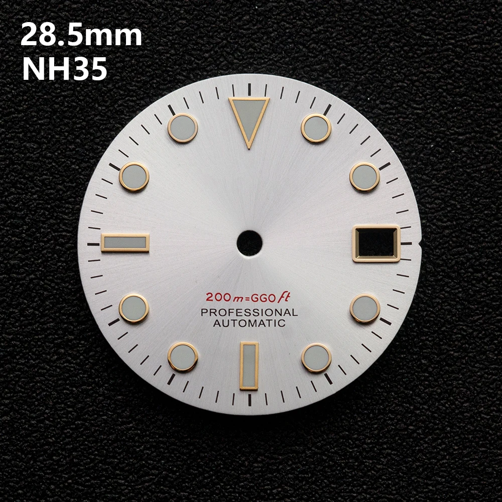 28,5 mm S Logo SUB Sunburst Dial Nadaje się do NH35/NH36 Japoński mechanizm Zielone świecące akcesoria do modyfikacji zegarka