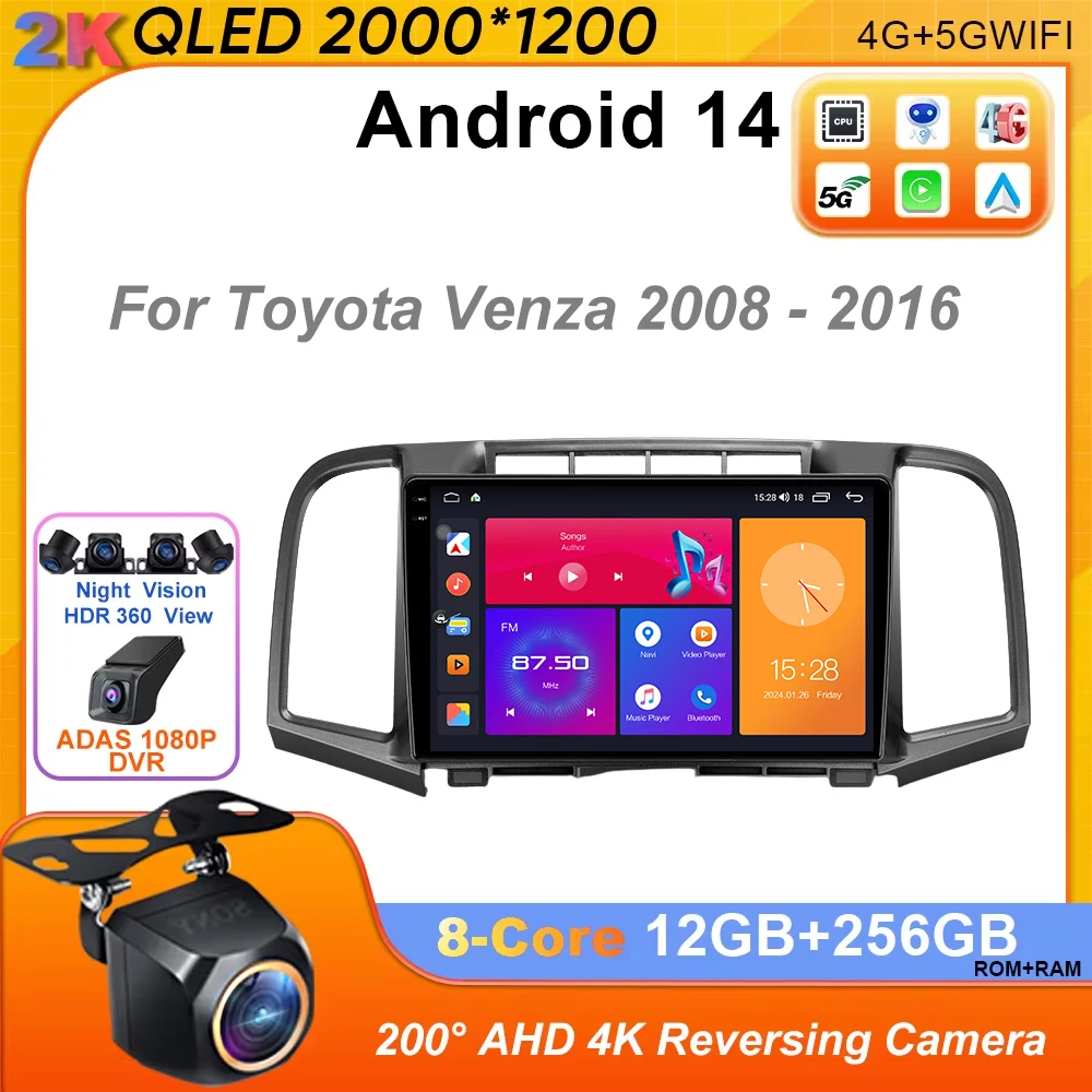 

Android 14 Car Radio for Toyota Venza 2008 - 2016 Multimedia Video Player Navigation Stereo GPS Autoradio Carplay 4G 2din DVD