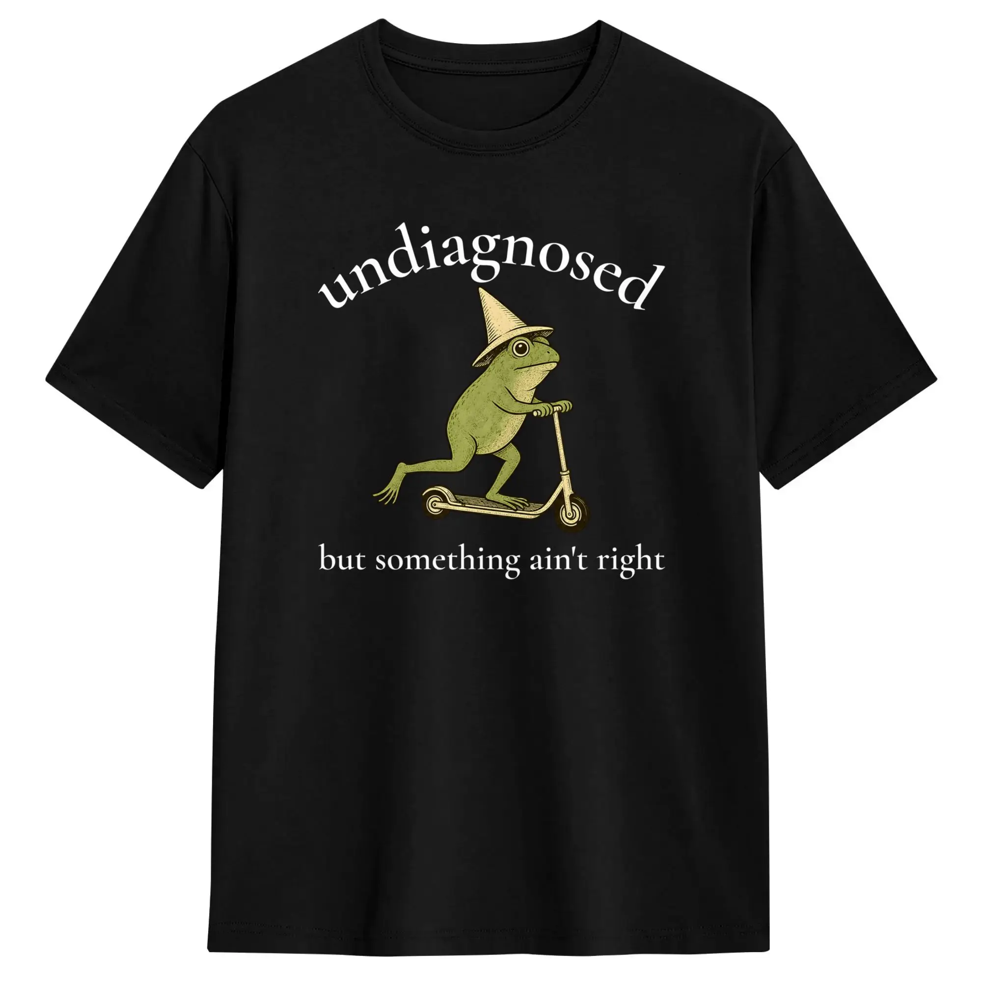 Men T Shirt Undiagnosed But Something Aint Right Funny Frog Wizard Joke T Shirts Harajuku  Beach Tees Vintage Cotton Tops Gift