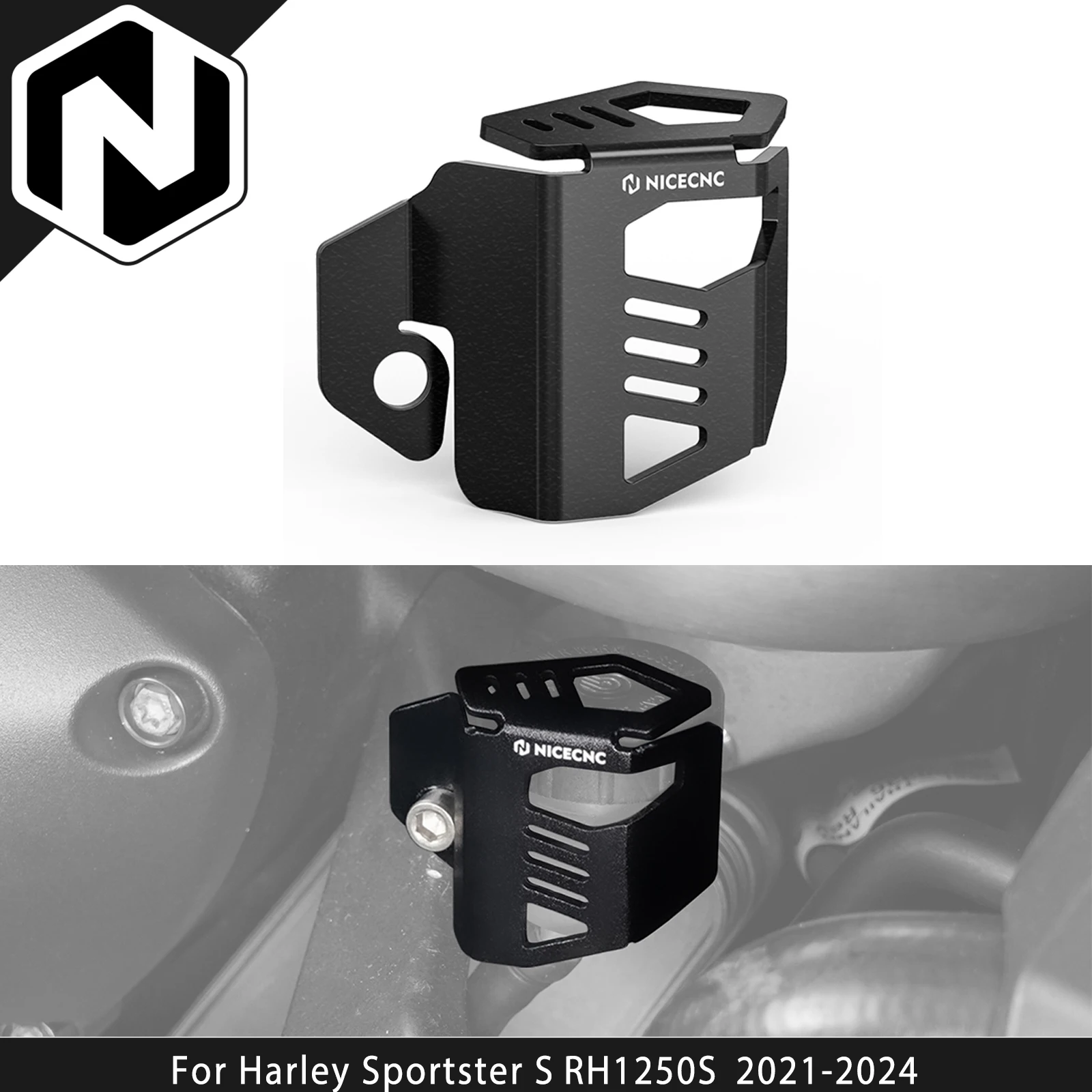 NICECNC For Harley Sportster S RH1250S RH1250 S RH 1250S 2021-2024 Rear Brake Reservoir Oil Fluid Tank Cover Guard Protector