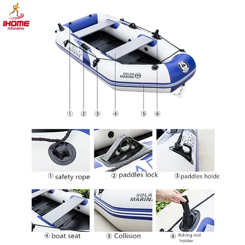 3m Professional Fishing Boat with 4HP Petrol Outboards for 4~5person Inflatable Kayak Wear-Resistant Boat Water Sport PVC Rowing