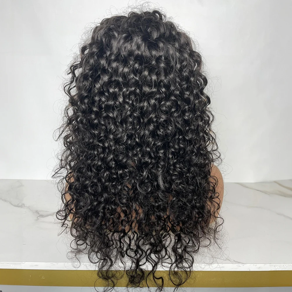 3 في 1 نصف شعر مستعار موجة المياه الوجه على الشعر البشري موجة عميقة شعر مستعار بدون صمغ على استعداد لارتداء نصف شعر مستعار الرباط مجعد نصف رئيس شعر مستعار