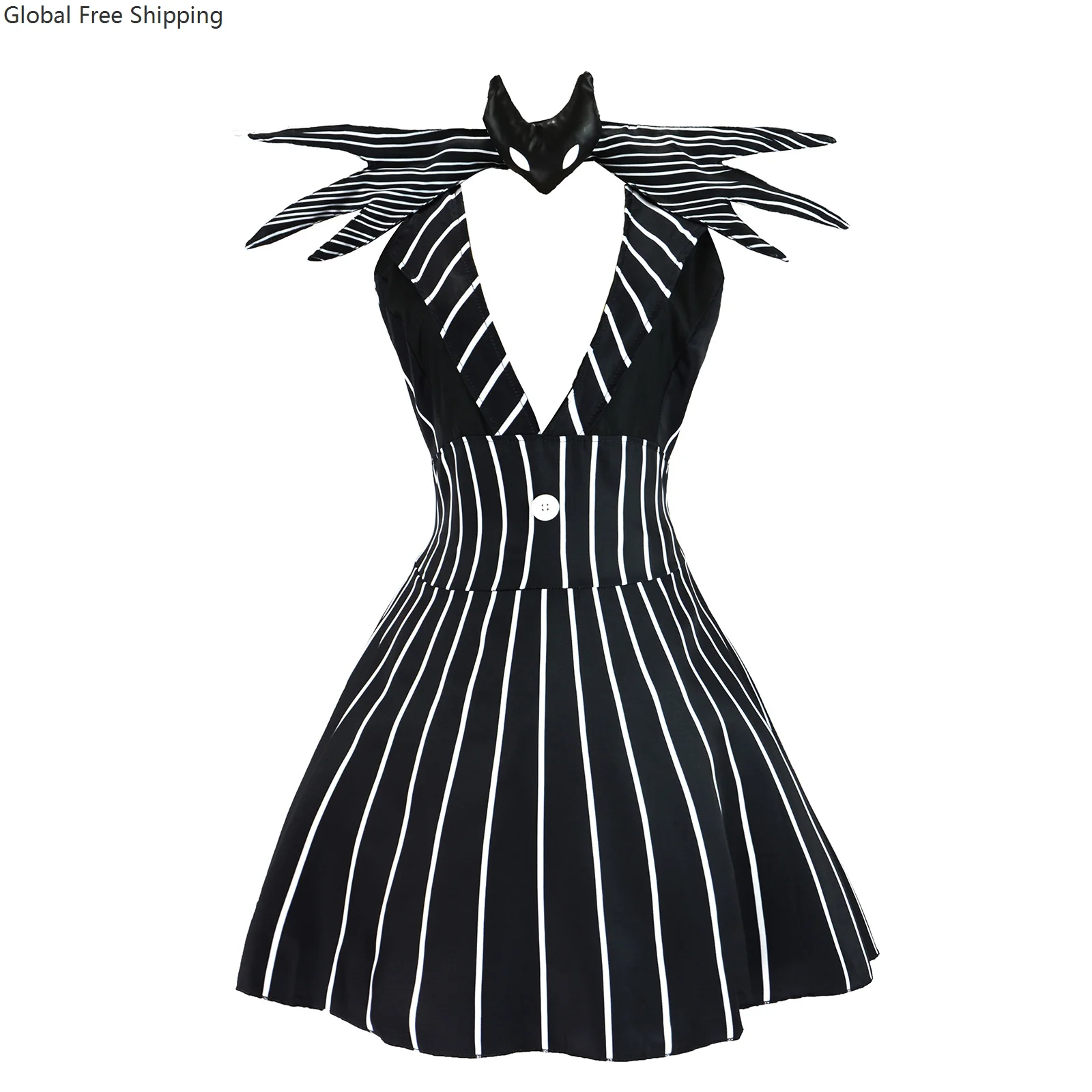 

Anime Horror Night Cosplay Costume Christmas Eve Black Striped Dress Women's Halloween Party Stage Costume Devil Clothes 2025