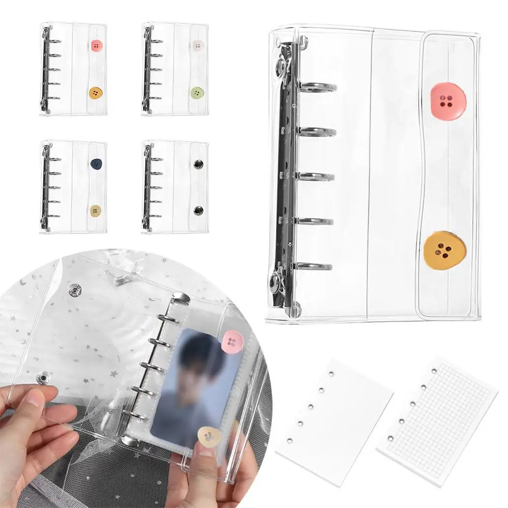 Minimally Designed M5 Loose Leaf Notebook Shell PVC Hand Transparent Replaceable Tent Hole Buckle 5 Universal Clip 2 Shell D4T7