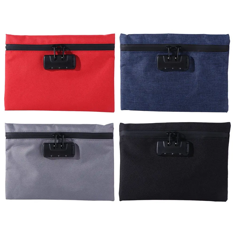 

Combination Lock Money Bag with Lock Zip Closure Canvas Portable Locking Pouch Portable Waterproof Security Document Bag Travel