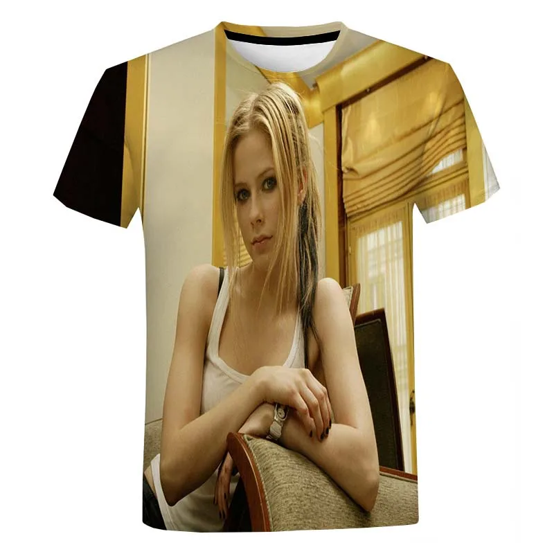 Summer New Singer Avril Lavigne 3D Printed T Shirt Men Women Harajuku Street Shoot Oversized T Shirt Fashion Casual Tops