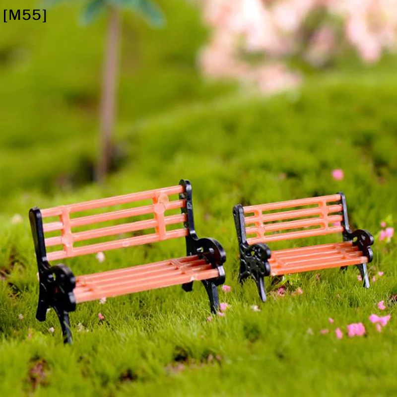 NEW 2Pcs Mini Garden Ornament Miniature Park Seat Bench Micro Landscape Home Decoration[M55][M55]