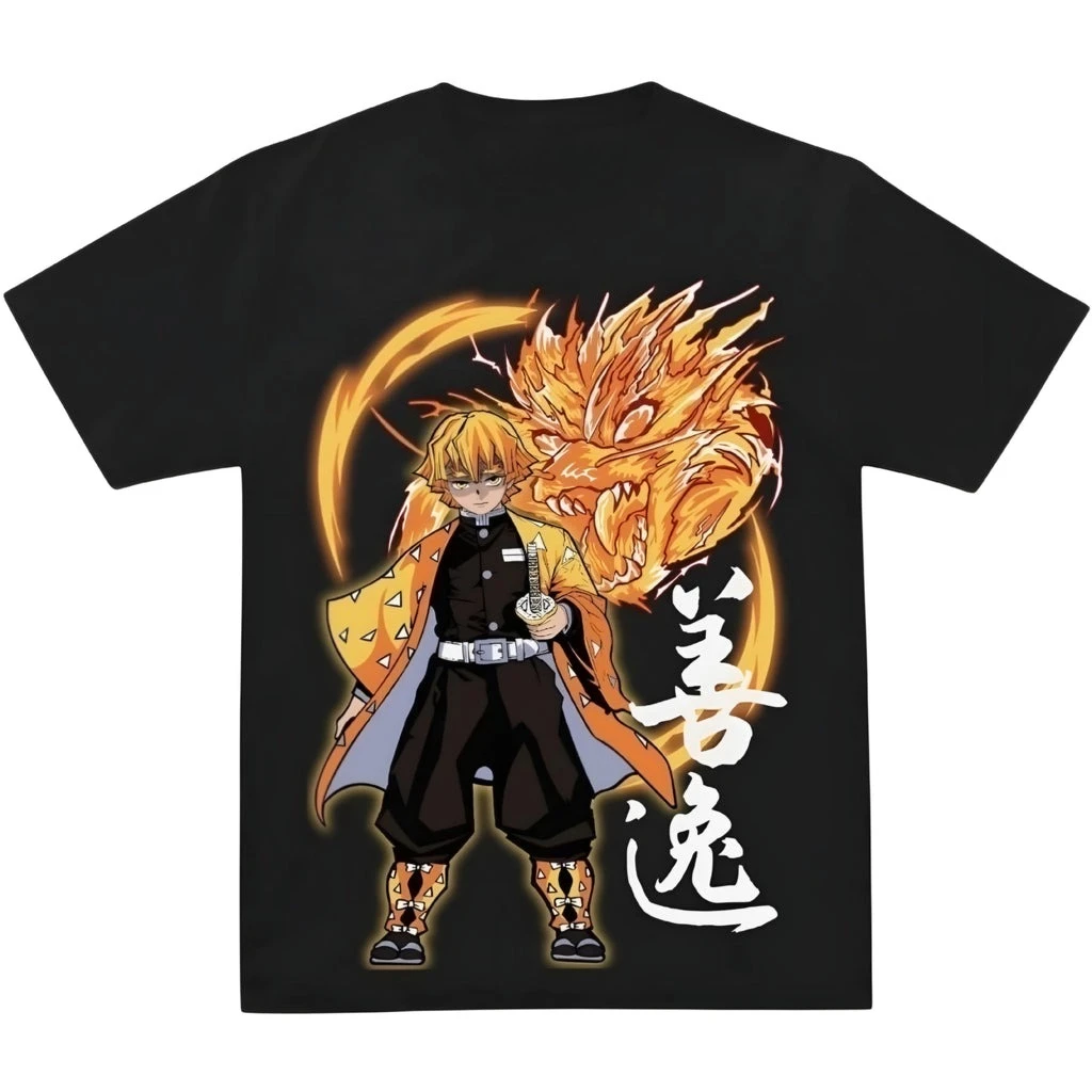 Demon Slayer Zenitsu Agatsuma Thunder Breathing Anime Graphic T Shirt Manga Streetwear Cotton Oversized Tee